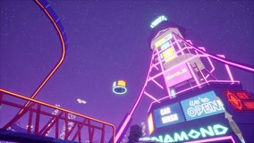 
A vibrant, neon-lit futuristic cityscape set in a cyberpunk-inspired world. Glowing skyscrapers, animated billboards, and elevated highways light up the night in vivid shades of pink, purple. - Powered by Shutterstock - Get 15% off with code: PIKWIZARD15