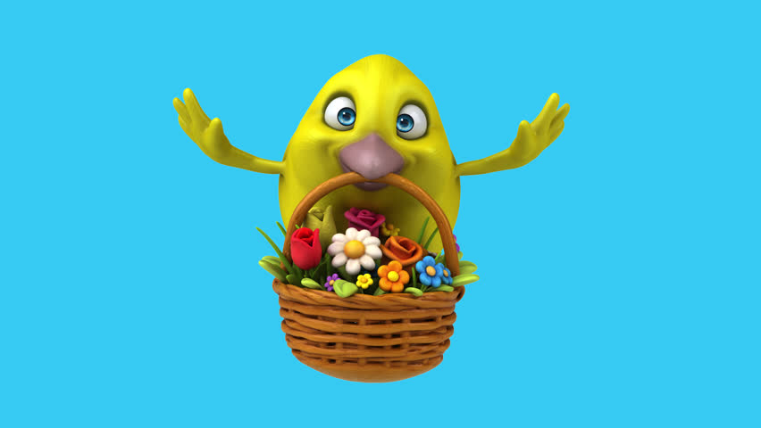 Fun 3D cartoon bird with flowers (on alpha)