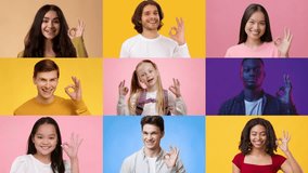 A vibrant collage showcases individuals of various backgrounds expressing the okay gesture. This diverse group captures positivity and connection against bright, colorful backgrounds. - Powered by Shutterstock - Get 15% off with code: PIKWIZARD15