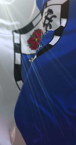 Flag of the city of Saarbrücken in the state of Saarland, Germany. Loop. 4K Vertical