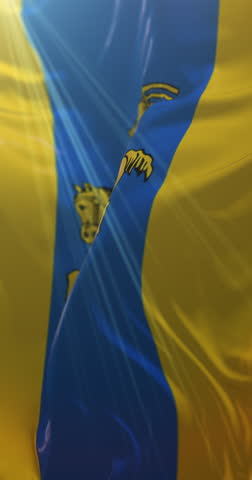 Flag of city of Schwerin in the state of Mecklenburg-Vorpommern, Germany. Loop. 4K Vertical