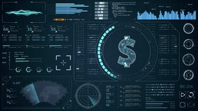 Motion graphic of Blue digital money logo with head up display (HUD UI) panel and futuristic technology abstract background crypto currency finance and digital money video concepts - Powered by Shutterstock - Get 15% off with code: PIKWIZARD15