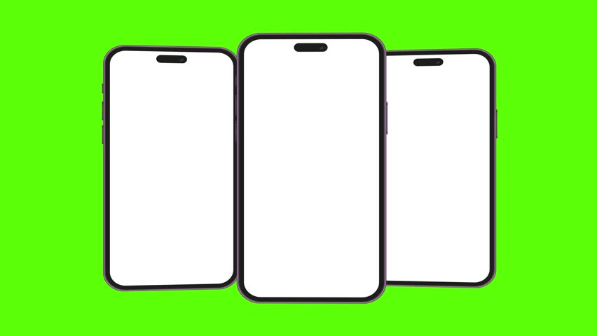  green Background Mobile phone 3D carousel animation video on White screen 4K resolution.
