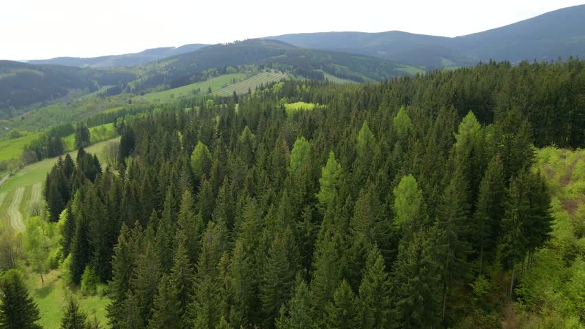Drone flying over Blauen mountain at Belchen, Black Forest, Germany