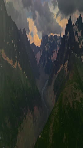 Drone view of Chamonix. Chamonix-Mont-Blanc is a resort town in France near the border with Switzerland and Italy. It is located at the foot of Mont Blanc, the highest peak in the Alps