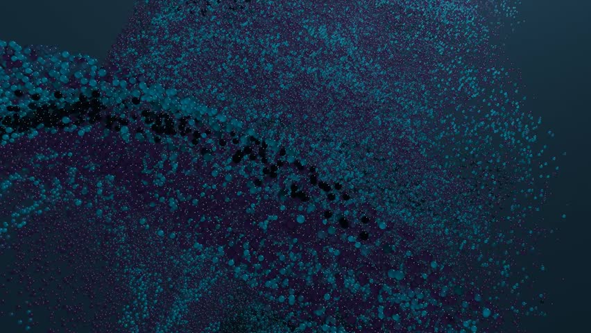 3d animation of swarming and swirling particles in a seamless loop