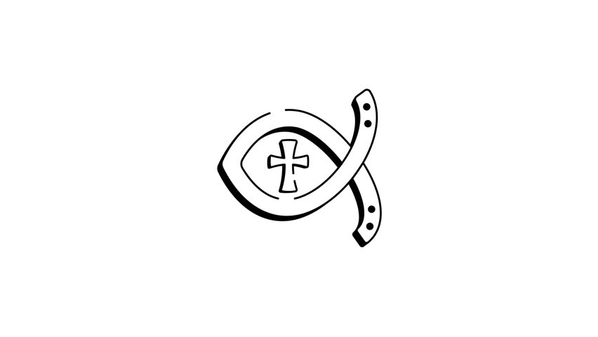 A hand drawn style animated icon of a jesus fish 
