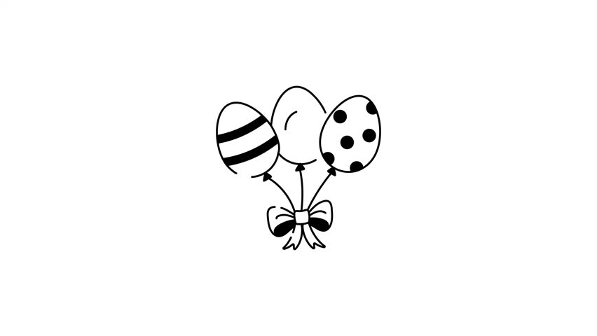 A hand drawn style animated icon of easter balloons 
