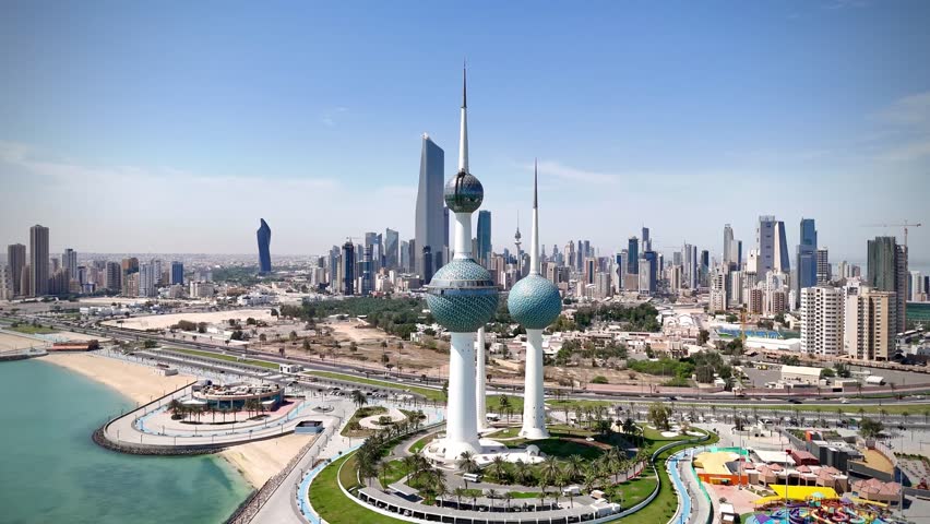 Kuwait Towers and Skyline Aerial View