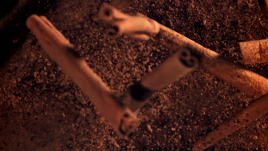 Cinnamon sticks. Filmed on a high-speed camera at 1000 fps. High quality FullHD footage