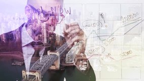 Double exposure of a businessman against the cityscape - Powered by Shutterstock - Get 15% off with code: PIKWIZARD15