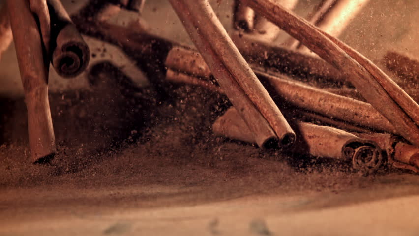 Cinnamon sticks. Filmed on a high-speed camera at 1000 fps. High quality FullHD footage
