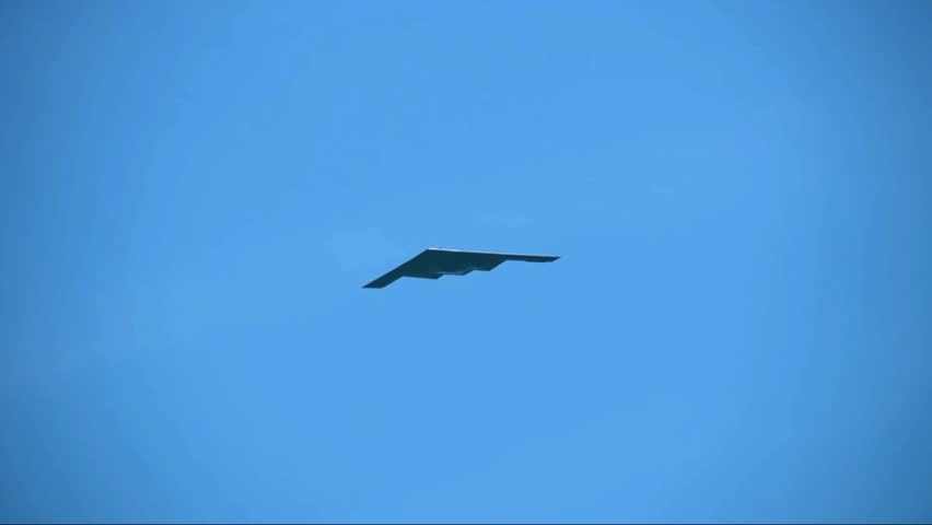 American b-2 spirit bomber flying in the sky