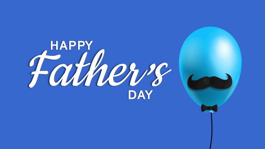 happy fathers day  animated banner  design with balloon mustache and bow tie 4k video footage