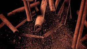 Cinnamon sticks fly up and down. Filmed on a high-speed camera at 1000 fps. High quality FullHD footage - Powered by Shutterstock - Get 15% off with code: PIKWIZARD15