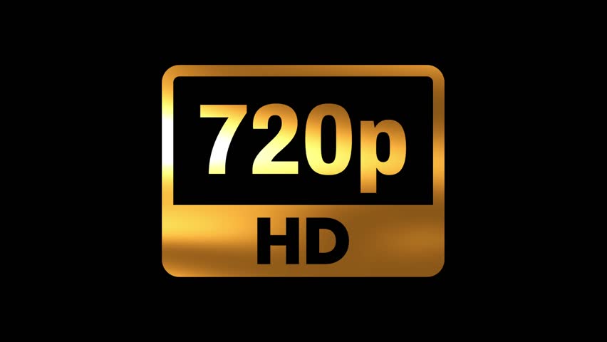 720p HD Resolution label or Logo Animation with Golden Effect and transparent background | Display Format Label Loop for Legacy Devices and Web Streaming Interfaces