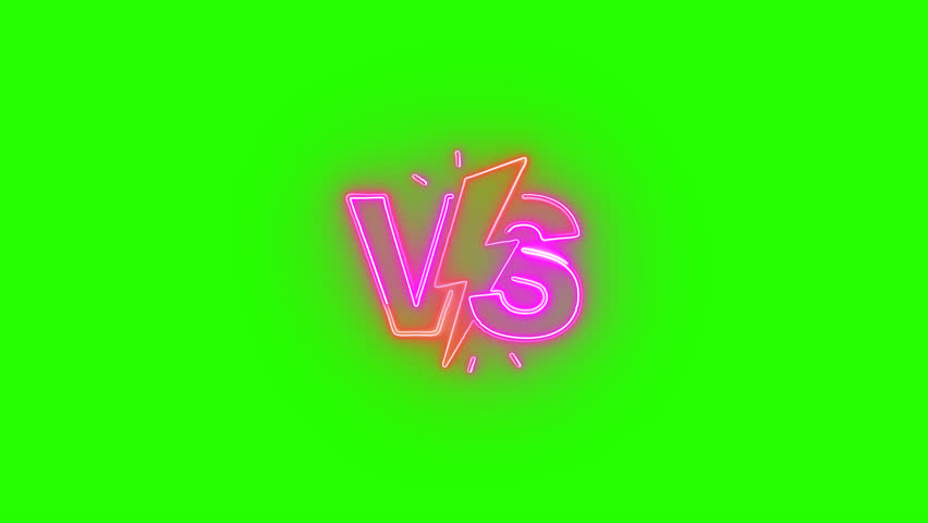 VS versus text icon animation on green screen background chroma key