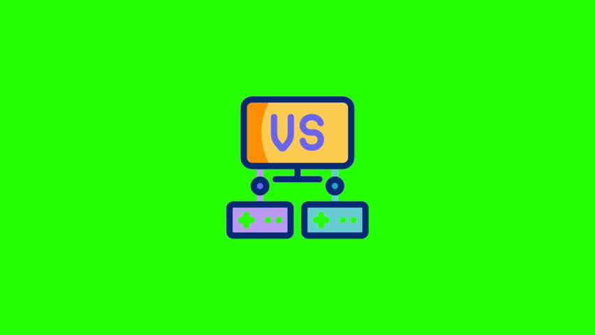 VS versus icon animation on green screen background, chroma key 