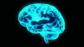 Teal Bitmap Brain Animation Holograph Pulses and Rotating Sci-Fi Future AI - Powered by Shutterstock - Get 15% off with code: PIKWIZARD15