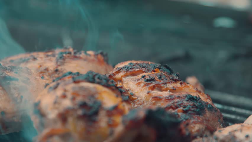 close up of meat and skewers grilled on the grill showing the cooking atmosphere
