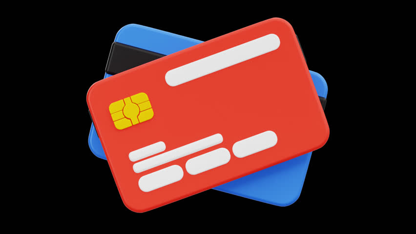3D Animated Credit Cards for Payments, Alpha Channel, 4K Animation