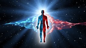 Silhouette of a standing person with particle effects - Powered by Shutterstock - Get 15% off with code: PIKWIZARD15