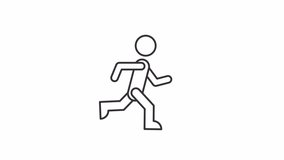 Animated jogging line icon. Sportive person running animation. Sportsman training to feel healthy. Fitness activity lifestyle. Workout. Outline element on white background. HD video with alpha channel - Powered by Shutterstock - Get 15% off with code: PIKWIZARD15