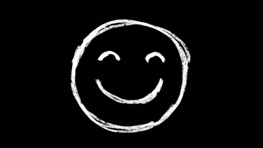 Hand-drawn scribble Emoji animation of a Smiling face to put emotions in your videos. Happy Smile cartoon face frame by frame brush stroke animation. Doodle icon, wiggle sticker rough pencil crayon.