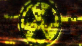 Radioactive symbol emerging from digital rain, representing nuclear danger - Powered by Shutterstock - Get 15% off with code: PIKWIZARD15