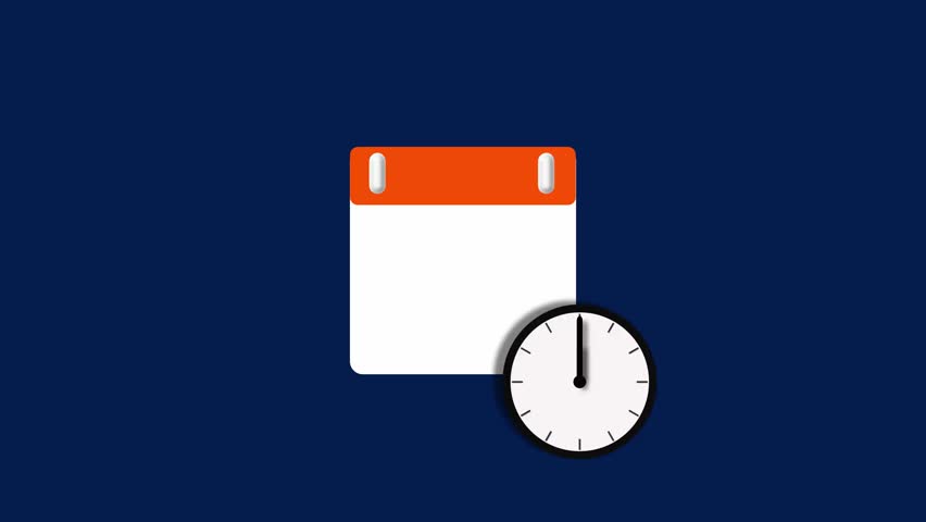 July month 1 date calendar icon animation. Calendar with clock icon background animation 4k video.