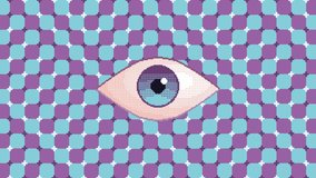 Seamless loop animation of a blinking eye centered in a hypnotic, colorful geometric pattern. Pixel art style with optical illusion effect and surreal atmosphere. - Powered by Shutterstock - Get 15% off with code: PIKWIZARD15