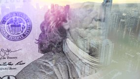 Double exposure of US hundred dollar banknotes against the modern city. - Powered by Shutterstock - Get 15% off with code: PIKWIZARD15