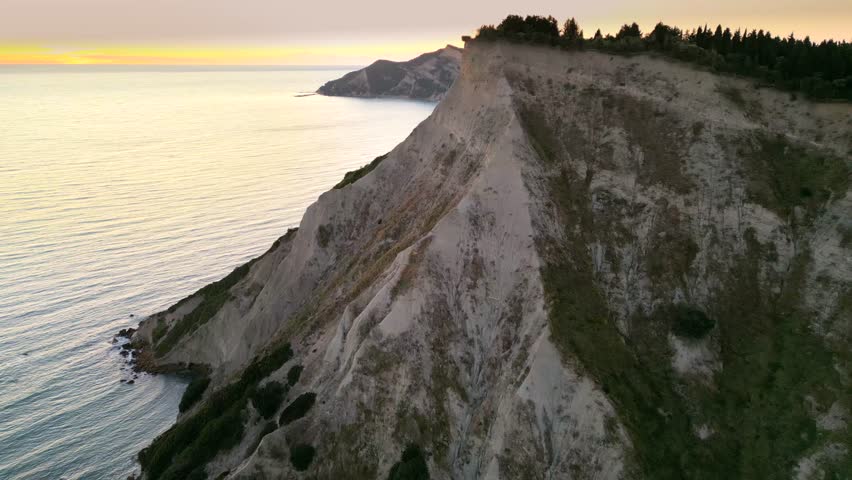 Flight over of coastline at the Corfu island in Greece