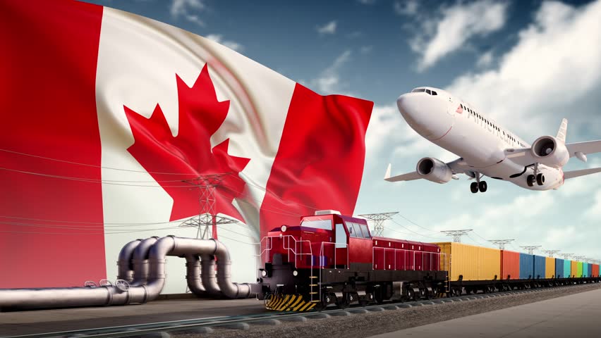 Canada, CA, Canada waving Flag, Global Logistics and Trade, Industrial Infrastructure Globalization Shipping, Supply Chain, and Industrial Transportation