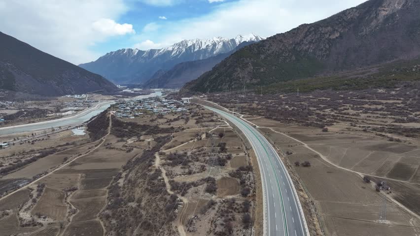 Lhasa, Tibet, China - 28th March 2025 - aerial view of G4218 Ya