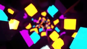 Neon Cube Tunnel Abstract Background. "Abstract tunnel of rotating cubes with neon colors, creating a sci-fi feeling of depth and motion, seamless loop, 4K." - Powered by Shutterstock - Get 15% off with code: PIKWIZARD15