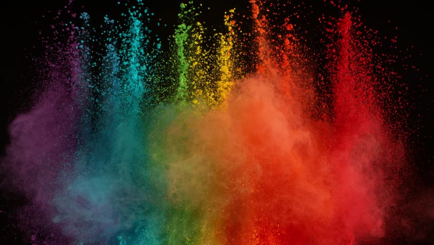 Super Slow Motion Shot of Color Powder Explosion Isolated on Black Background . Filmed on High Speed Cinematic Camera at 1000 fps