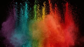 Super Slow Motion Shot of Color Powder Explosion Isolated on Black Background . Filmed on High Speed Cinematic Camera at 1000 fps - Powered by Shutterstock - Get 15% off with code: PIKWIZARD15