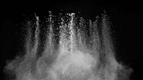 Super Slow Motion Shot of White Powder Explosion Isolated on Black Background . Filmed on High Speed Cinematic Camera at 1000 fps - Powered by Shutterstock - Get 15% off with code: PIKWIZARD15