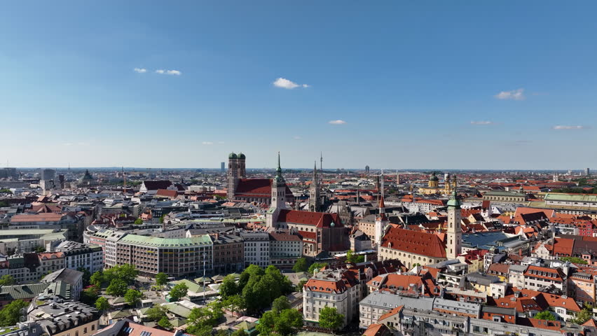 Amazing Aerial View Of The City Center Of Munich, Germany
