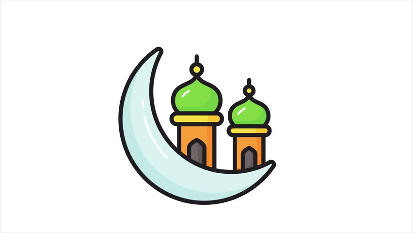 Conceptual vector animation of ramadan crescent moon, premium icon animation