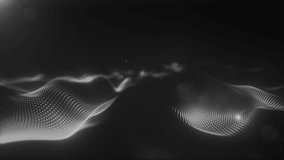 Abstract black and white glowing dots forming a soft, flowing terrain-like digital wave pattern - Powered by Shutterstock - Get 15% off with code: PIKWIZARD15