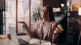 Caucasian business woman girl female businesswoman office worker shrugging shoulders confusion using laptop pc entering password credit card data denial error failure transaction don't know indoors - Powered by Shutterstock - Get 15% off with code: PIKWIZARD15