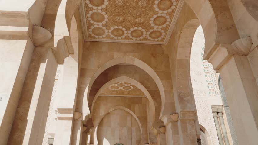 The Hassan II Mosque in Casablanca, Morocco, is a stunning display of Islamic architecture. This mosque features intricate tile work and towering arches.