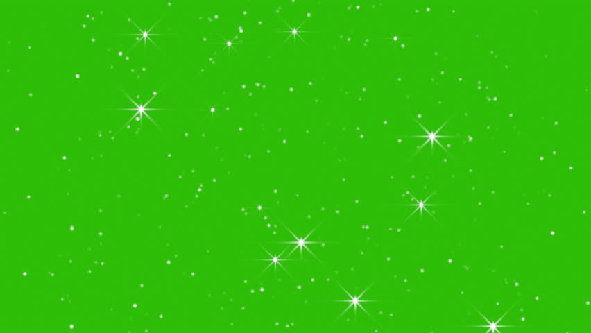 Glitter sparkle stars animated on green screen. White shining dust particles light. Bokeh light effect on green background