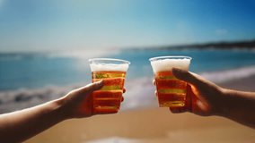 Beer cheers Celebration concept - close up hands holding up glasses of beer of people group in outdoor party during their victory competition or successful task meeting vacation - Powered by Shutterstock - Get 15% off with code: PIKWIZARD15