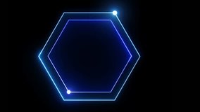 Futuristic glowing hexagon with neon blue light and digital lines on black background. Ideal for tech, cybersecurity, blockchain, or sci-fi interface themes. - Powered by Shutterstock - Get 15% off with code: PIKWIZARD15