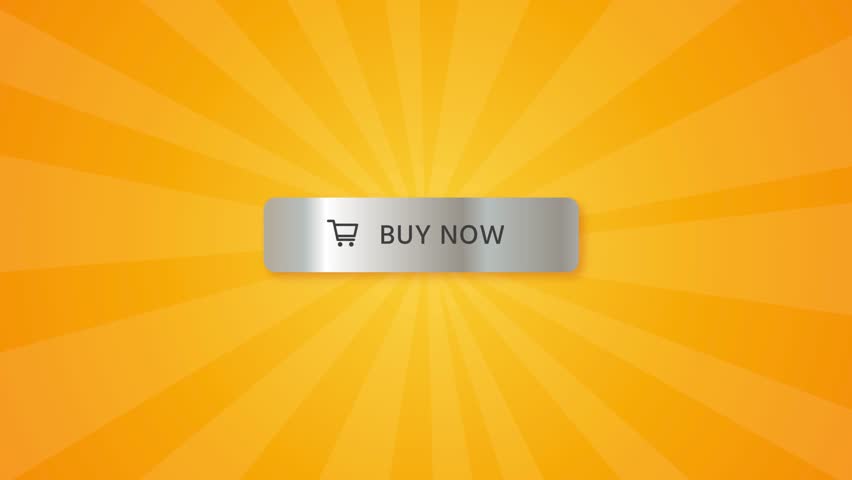 Buy now button call to action order banner animated video shop now online store silver button on shiny yellow background