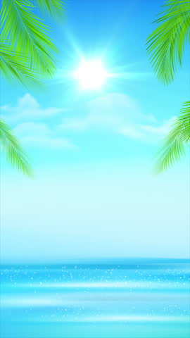 Vertical video animation of abstract summer beach background with waves, sun, and tropical colors. Perfect for vacation promos, travel reels, and summer-themed content