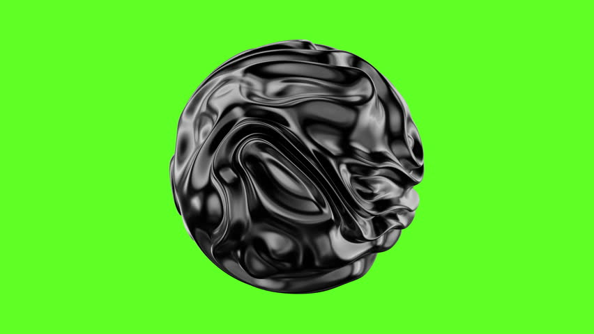 Fluid liquid blob, metaball morphing animation. Scattering and flowing of glossy liquid deforming organic molecule. Green screen, chromakey